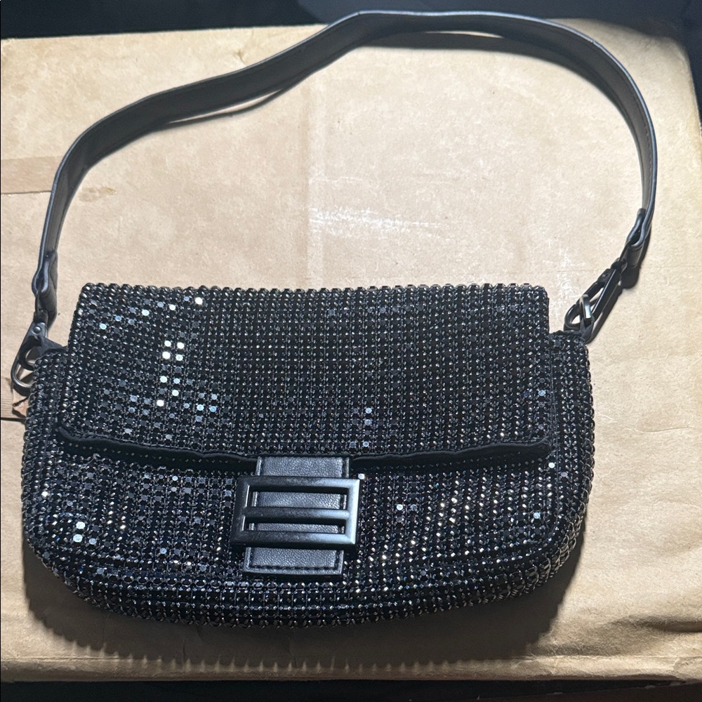 Anne & Elle Black Beaded Shoulder Bag